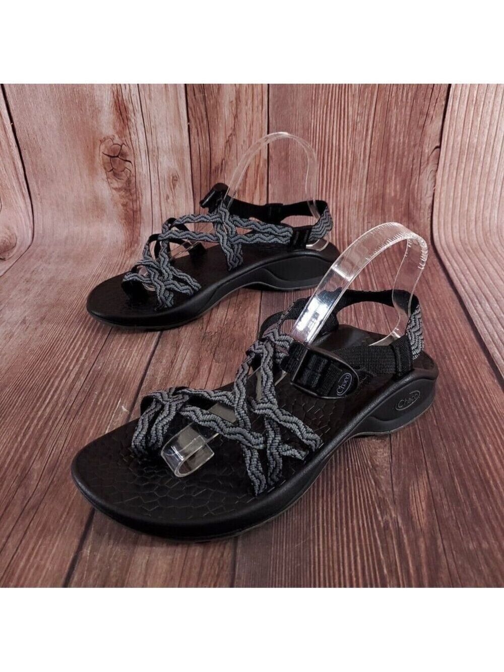 Chaco Womens Size 9 Updraft EcoTread X2 Outdoor Sandals Black Gray Waves J105182